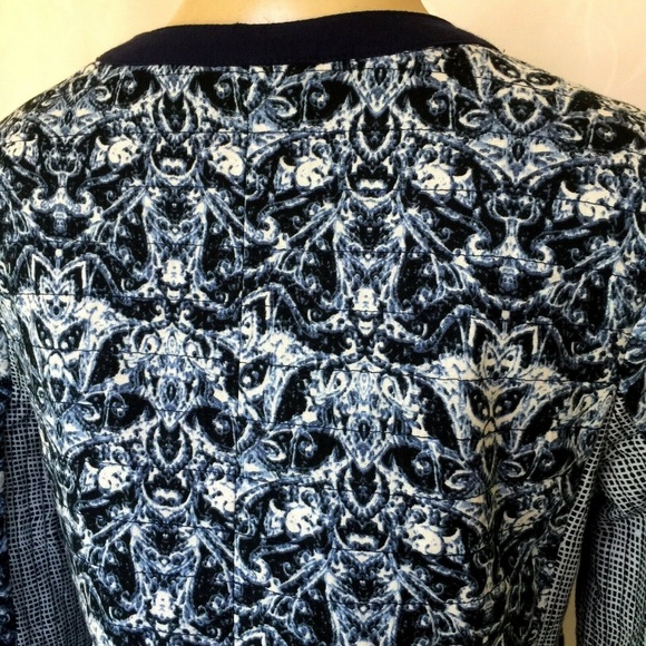 Nanette Lepore Blue Print Quilted Jacket Blazer M - Picture 6 of 7